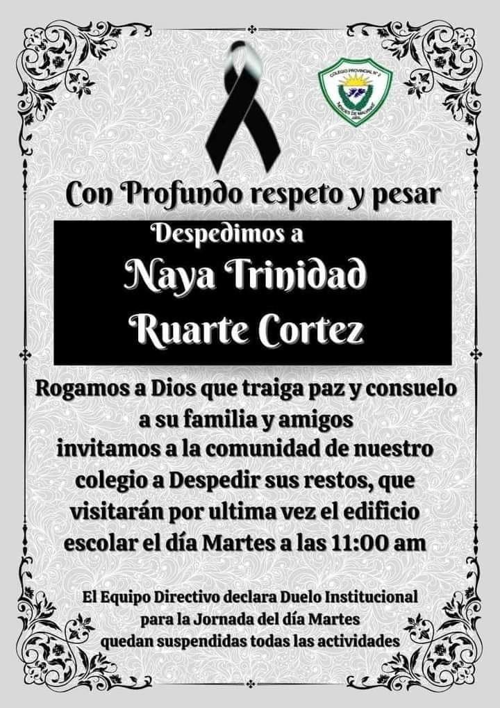 El Colegio N° 2 del barrio Antártida 4 declaró duelo institucional tras la muerte de Trinidad 1 348678164 715190700614487 121864629464570396 n