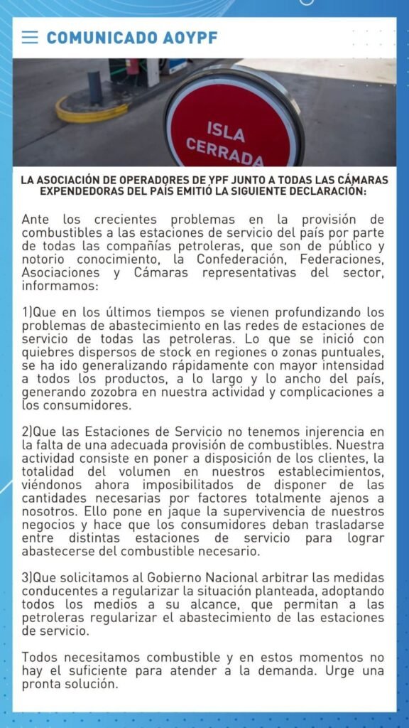 Crecen las quejas por la escasez de combustibles y los estacioneros salieron a aclarar la situación 1 WhatsApp Image 2023 10 27 at 5.16.56 PM