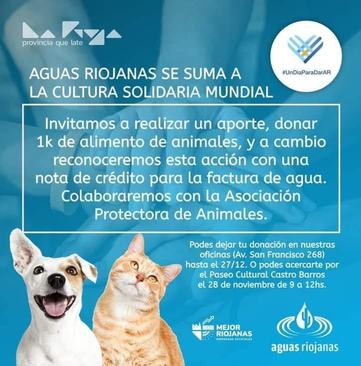 Aguas Riojanas se suma a “Un día para dar” recolectando alimentos para animales de APA 1 404606923 10232055933569501 4590815736581149438 n