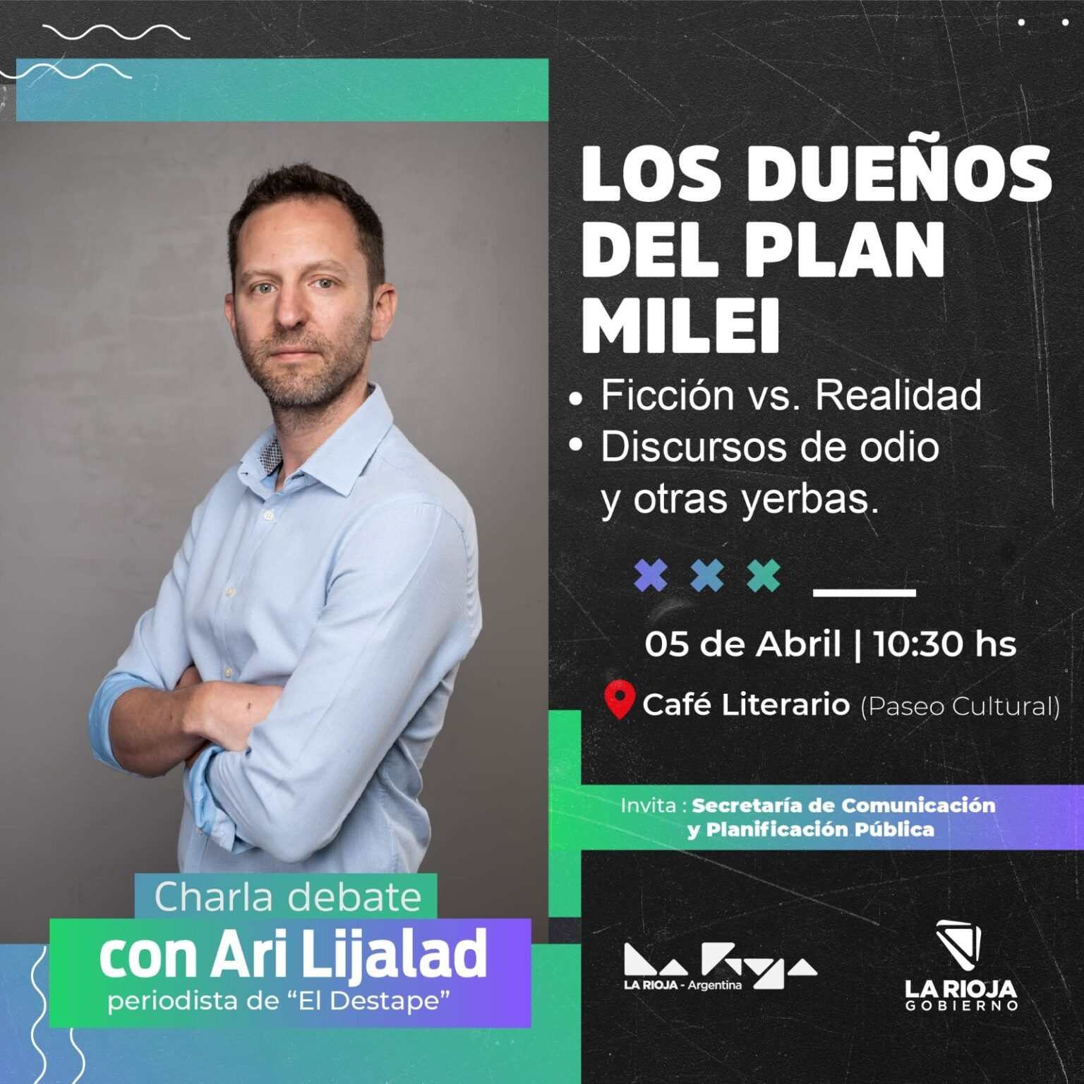 Se realizará la charla debate «Los Dueños del Plan Milei» en el Café Literario IMG 20240404 WA0002