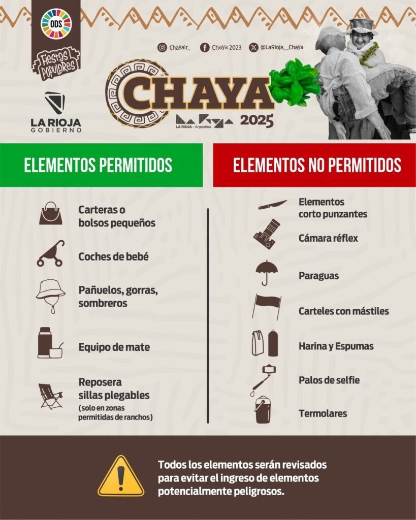 Chaya 2025: Elementos permitidos y no permitidos para ingresar al predio 1 1000079824