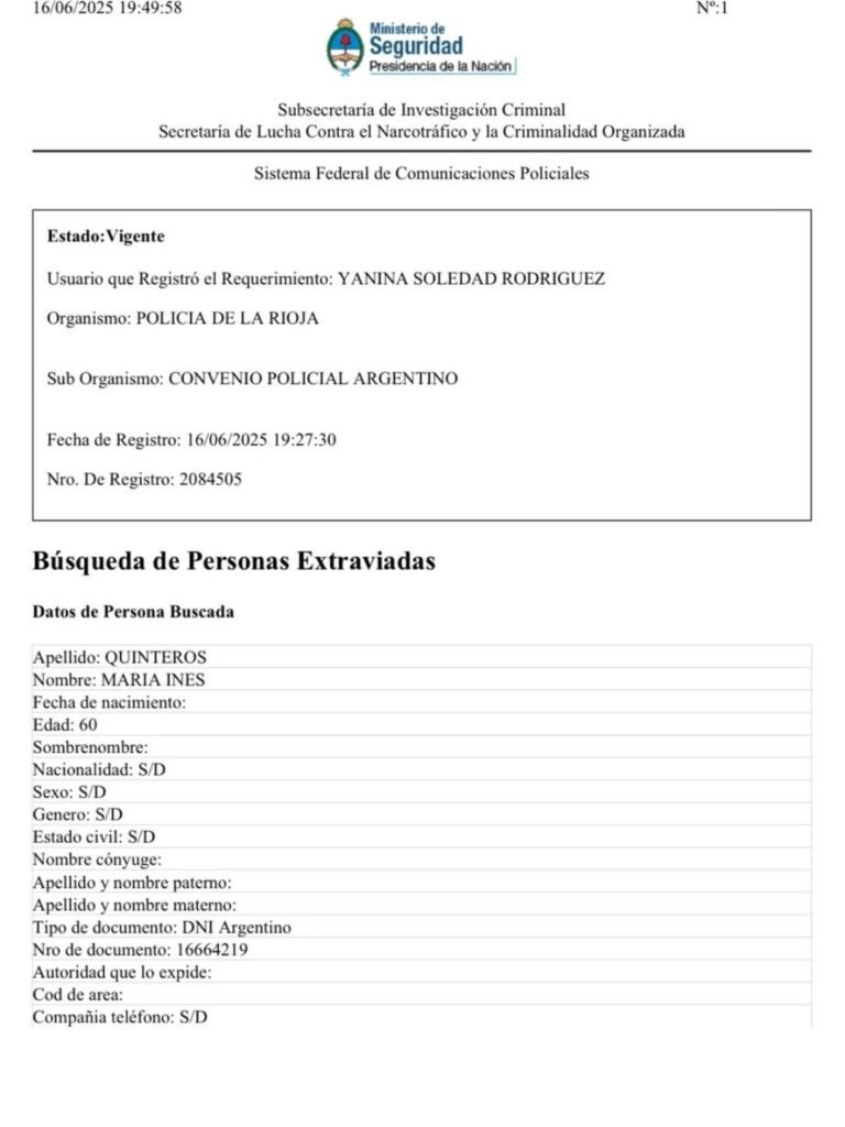 La intensa búsqueda de "Nené" Quinteros llegó a instancias nacionales 1 503639405 18369958027178317 8035275777389221070 n