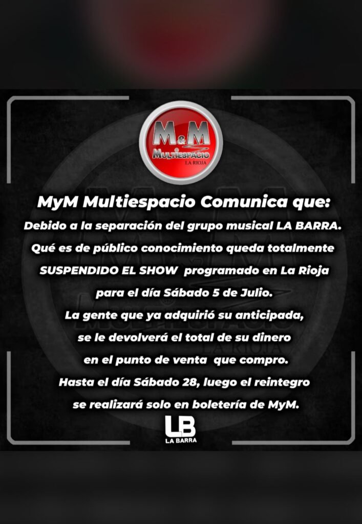 Tras 30 años de trayectoria, se separó "La Barra" y suspendió su show en La Rioja 1 WhatsApp Image 2025 06 26 at 11.04.26 AM