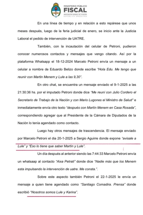 Chats revelan el rol de "Lule" Menem y Karina Milei en la intervención de OSPRERA 1 uatre