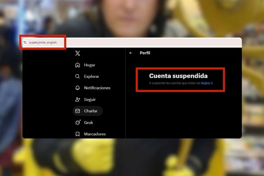 Suspendieron la nueva cuenta en inglés de Milei: estuvo activa apenas cinco horas 1