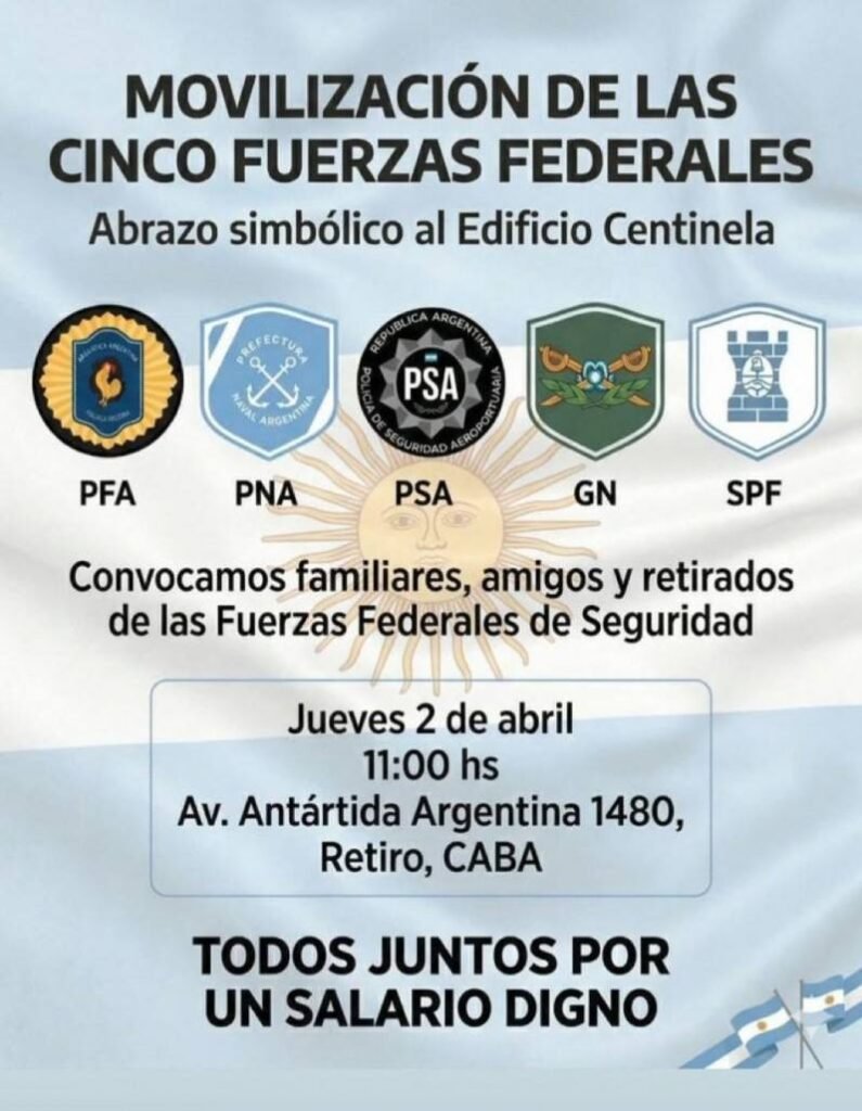 Las cinco fuerzas federales convocan a una movilización masiva por salarios 1 657387137 1540353864760641 8221404813540937476 n