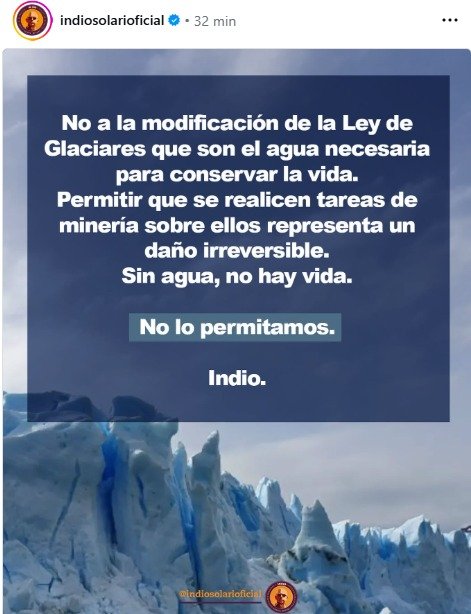 El Indio Solari se pronunció en defensa de los glaciares y advirtió: "Sin agua no hay vida" 1 WhatsApp Image 2026 03 26 at 10.24.31 AM