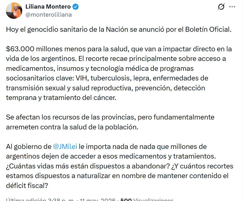 Funcionaria de Llaryora acusó a la Nación de provocar un “genocidio sanitario” 1 WhatsApp Image 2026 05 12 at 11.13.02 AM