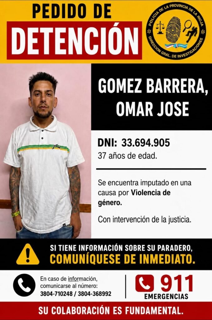 Emiten pedido de detención para un hombre imputado por violencia de género en La Rioja 1 WhatsApp Image 2026 06 10 at 8.19.42 PM 1